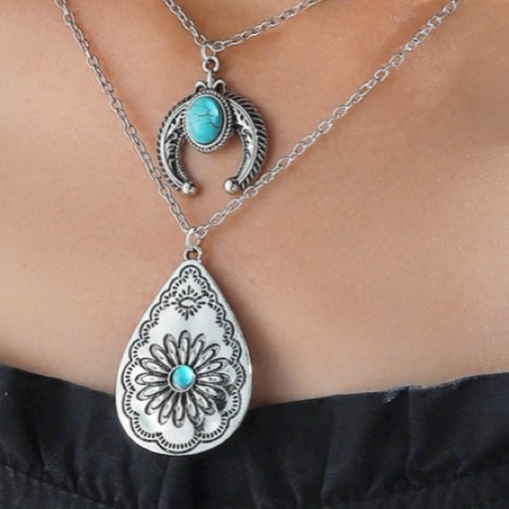 Necklace Tribal Water Drop Layered Western Boho